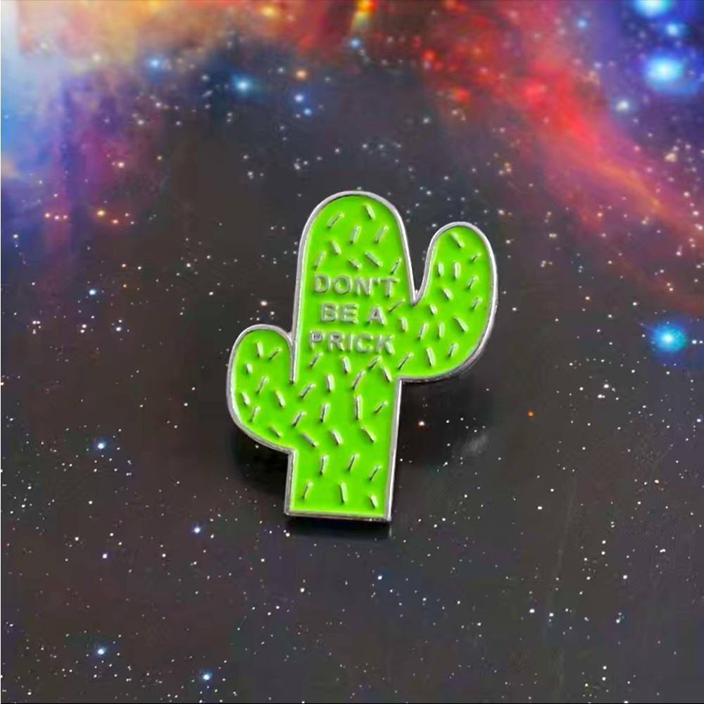 Metal‎ Cactus Don’t be a prick decorative pin gold/green